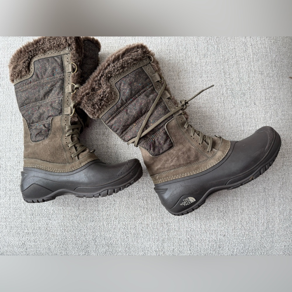 The North Face Taupe and Dark Brown Winter Boots